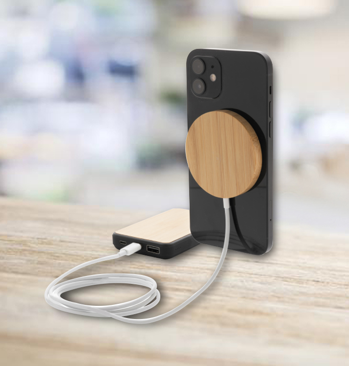 10W bamboo magnetic wireless charger